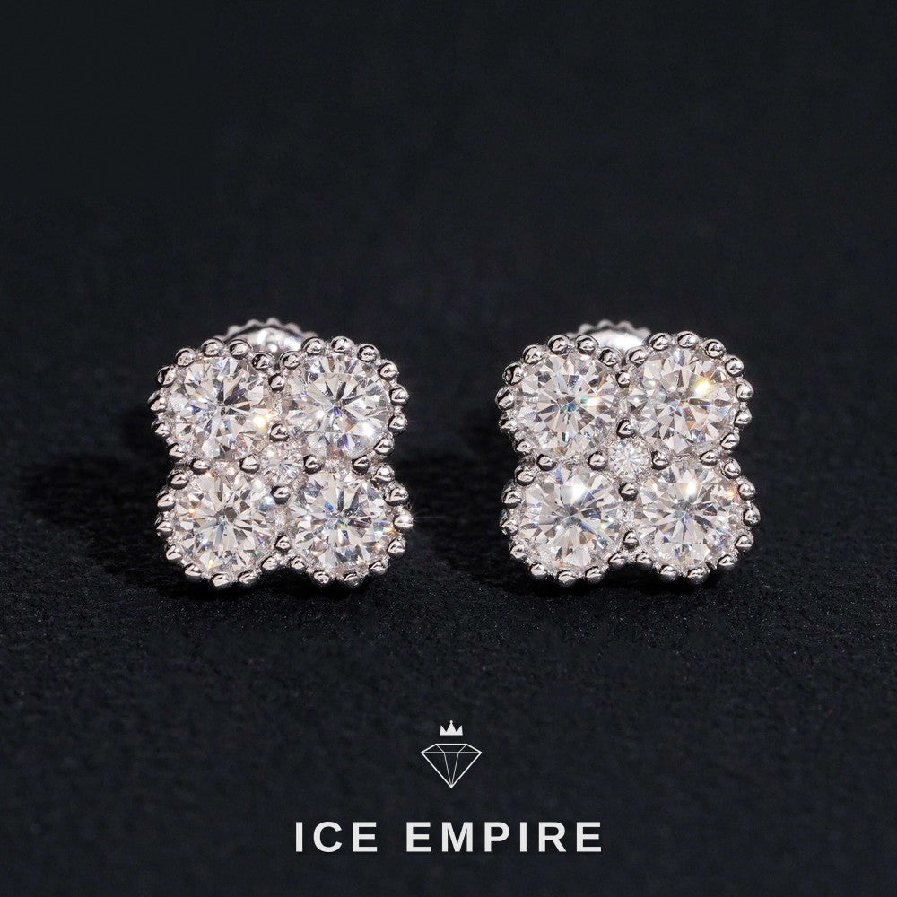 Iced Out 925 Silver Moissanite Stud Earrings