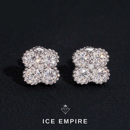 Iced Out 925 Silver Moissanite Stud Earrings