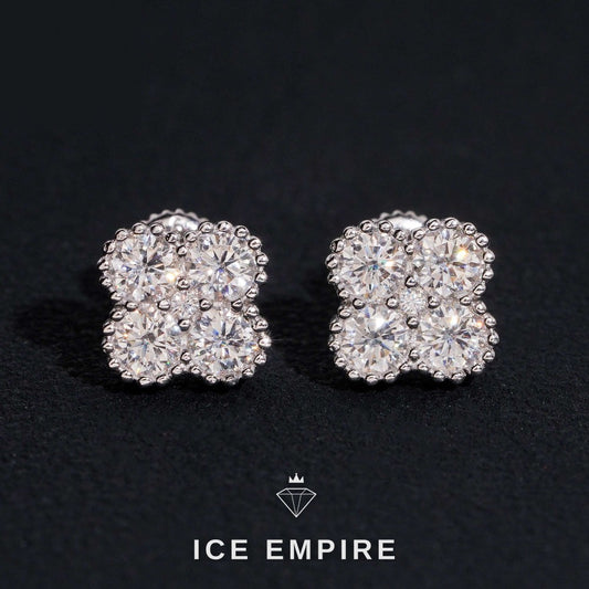 Iced Out 925 Silver Moissanite Stud Earrings