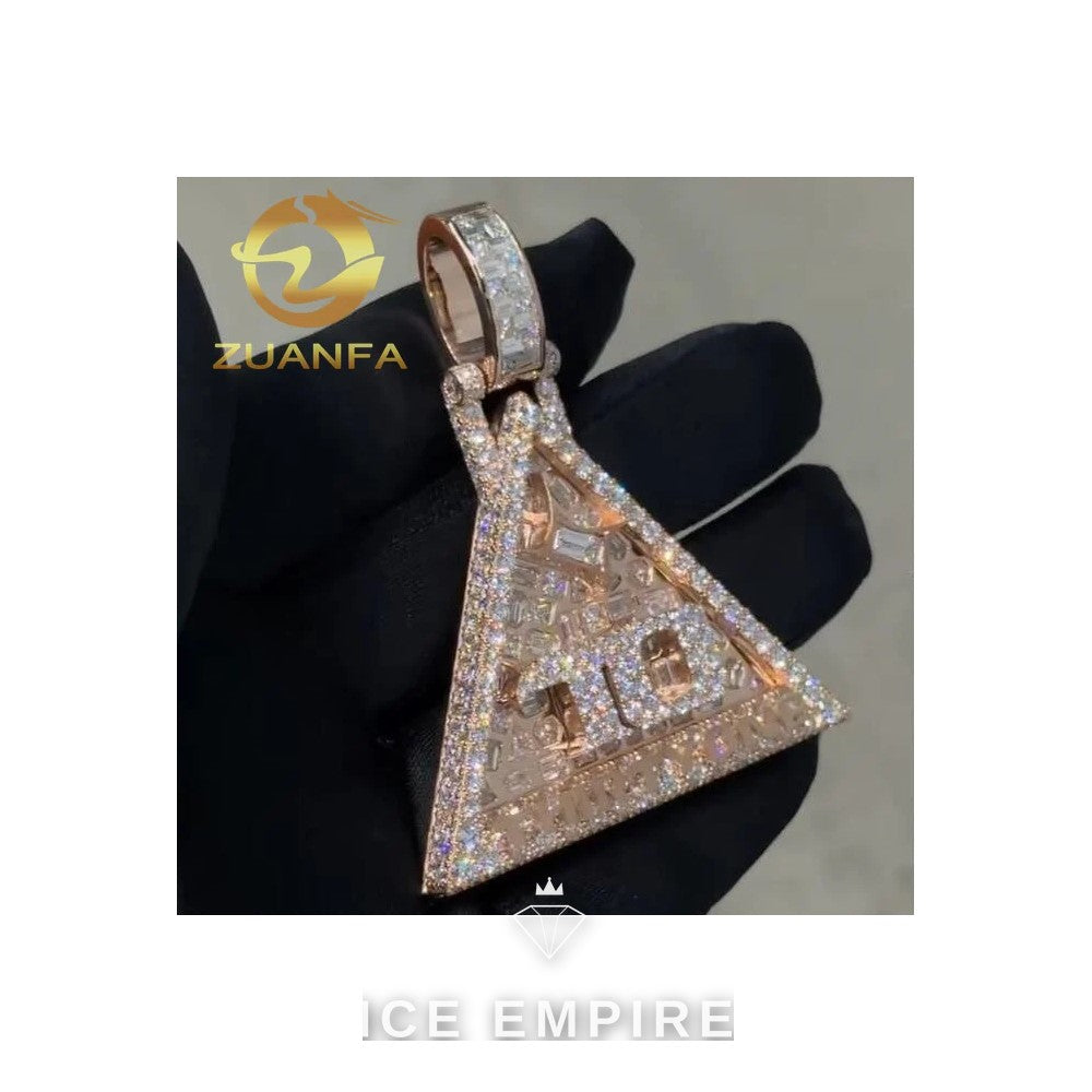 Iced Out Baguette Rose Gold Plated Moissanite Cuban Chain