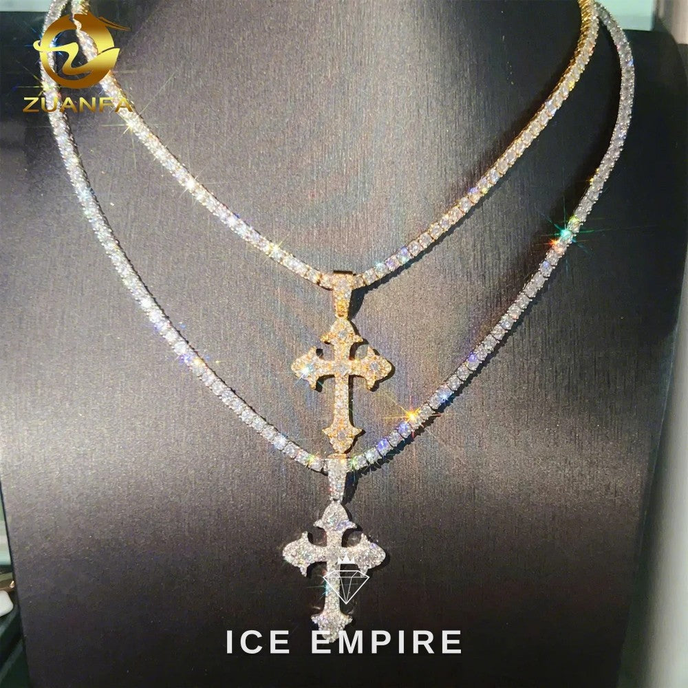 Iced Out Cross 925 Silver Pendant
