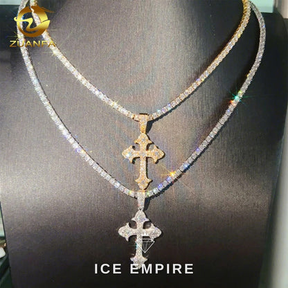 Iced Out Cross 925 Silver Pendant