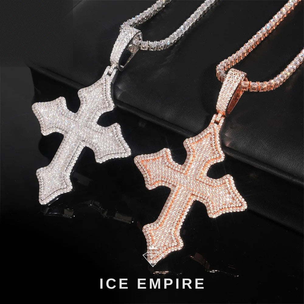 Iced Out Cross Rose Gold Pendant