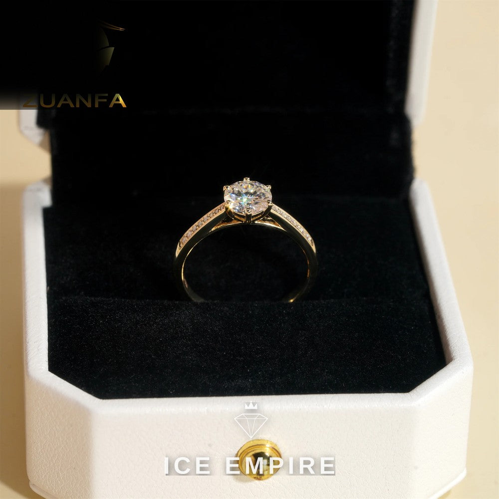 Iced Out 10K Gold Moissanite Engagement Ring