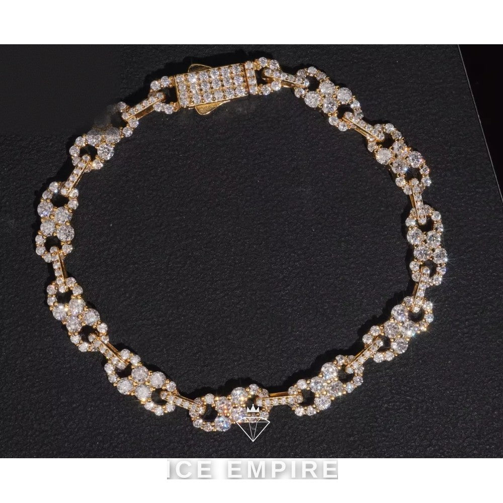 Iced Out Baguette 925 Silver Moissanite Cuban Chain
