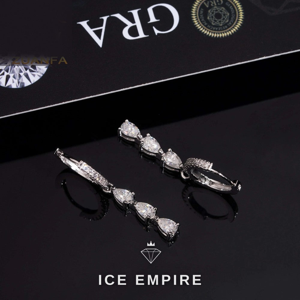 Iced Out 925 Silver Moissanite Hoop Earrings