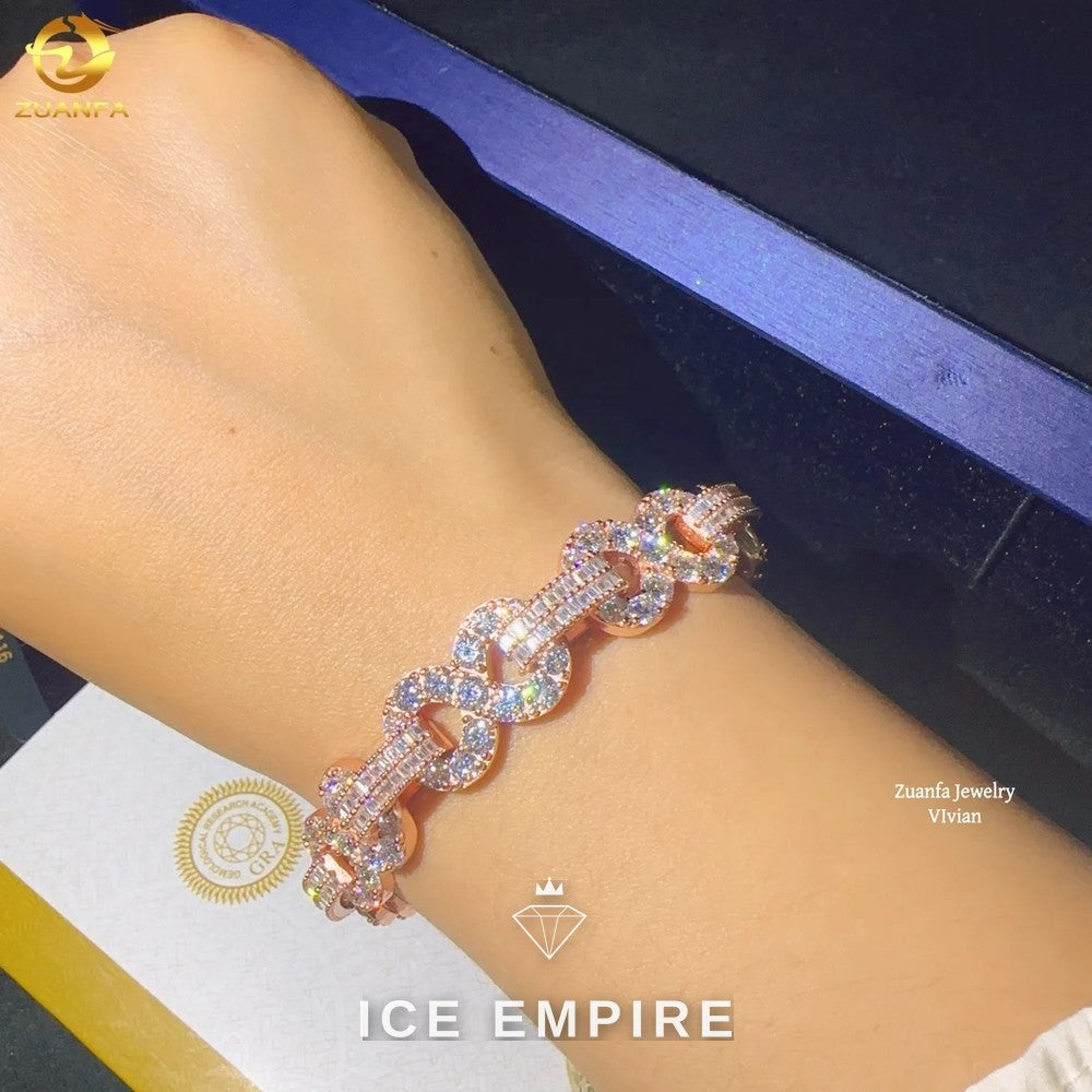 Iced Out Rose Gold Plated Moissanite Cuban Chain