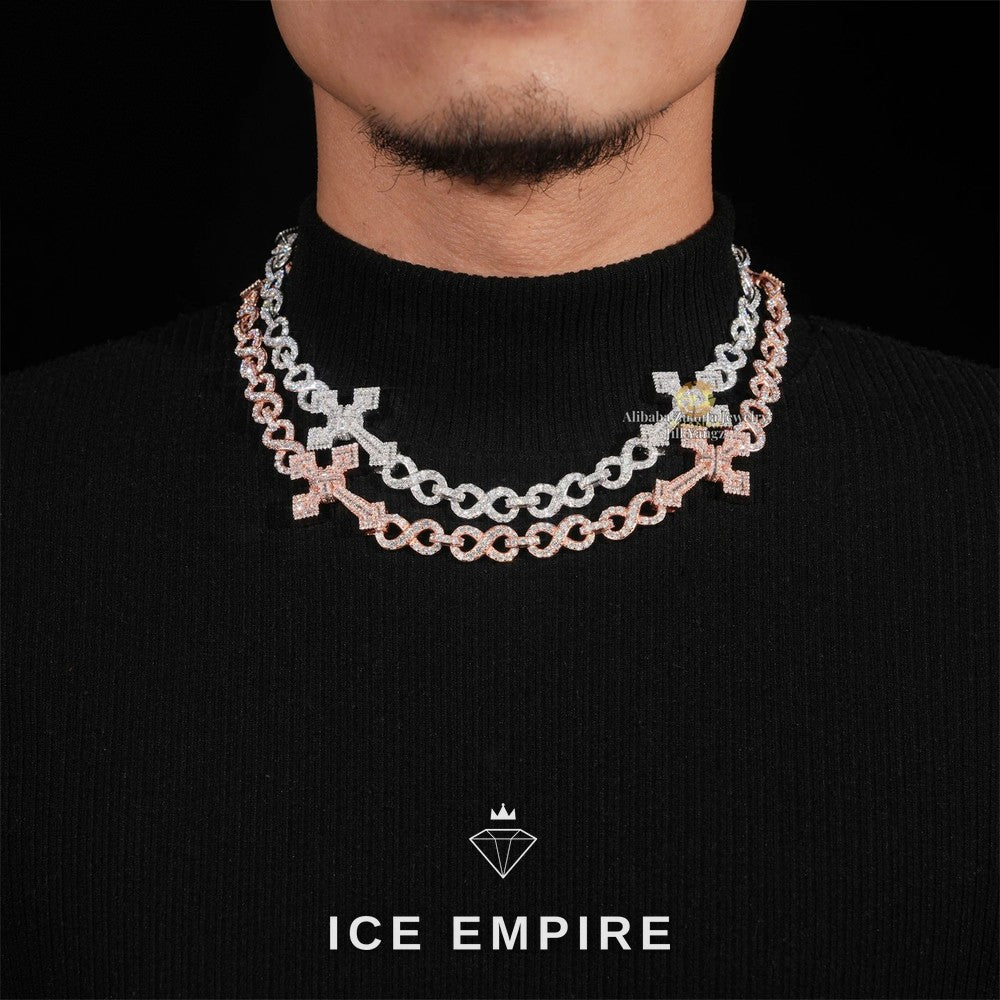 Iced Out Baguette Rose Gold Plated Moissanite Cuban Chain
