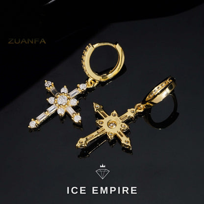 Iced Out Baguette 925 Silver Moissanite Hoop Earrings