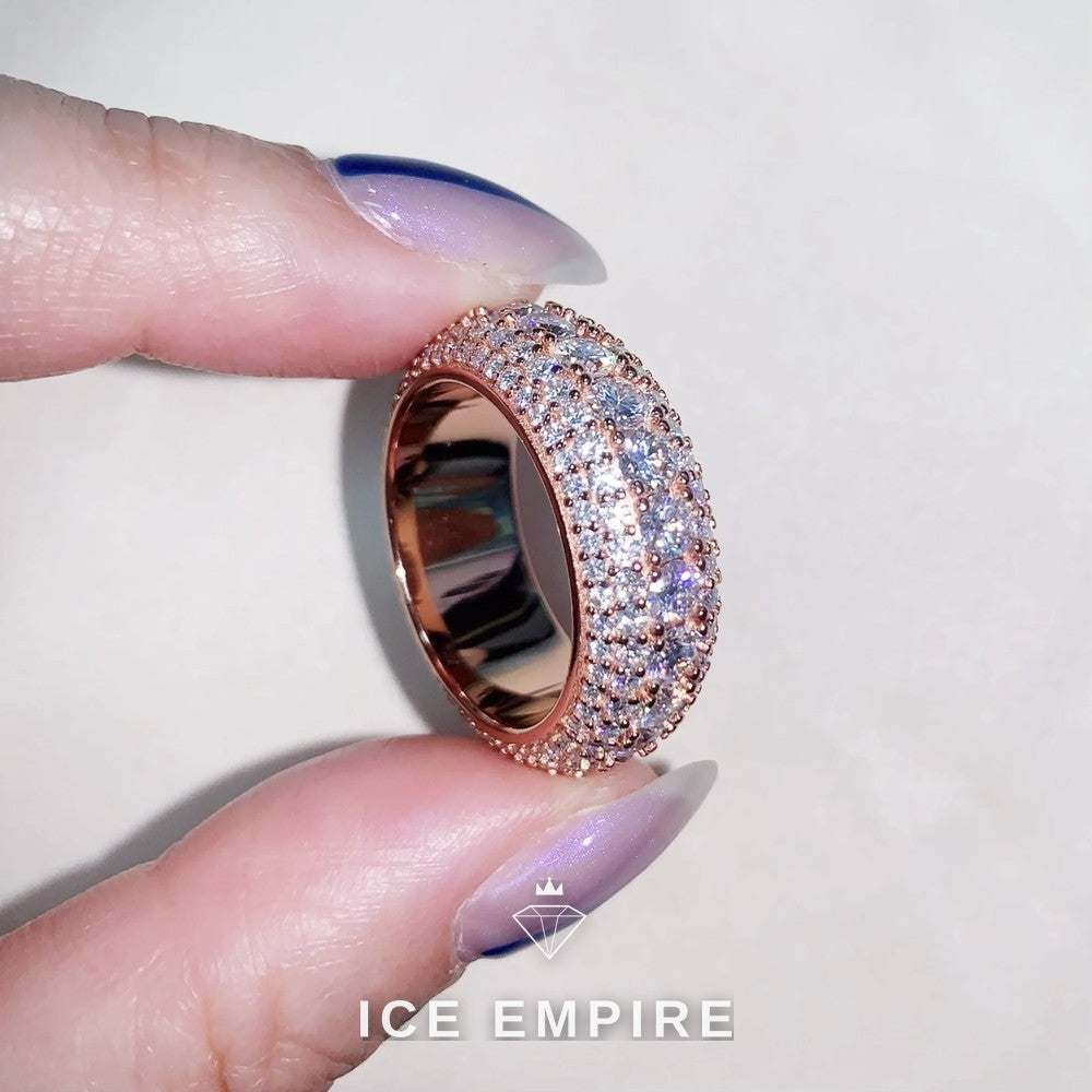 Iced Out Rose Gold Plated Moissanite Ring