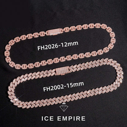 Iced Out Rose Gold Plated Moissanite Cuban Chain