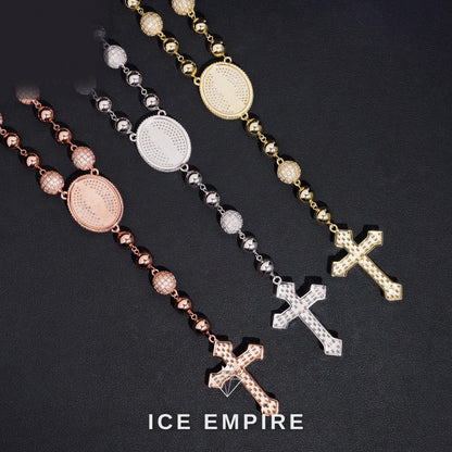 Iced Out Cross Rose Gold Plated Moissanite Cuban Chain