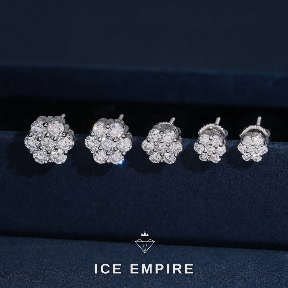 Iced Out Cluster Rose Gold Plated Lab Grown Diamond Earrings