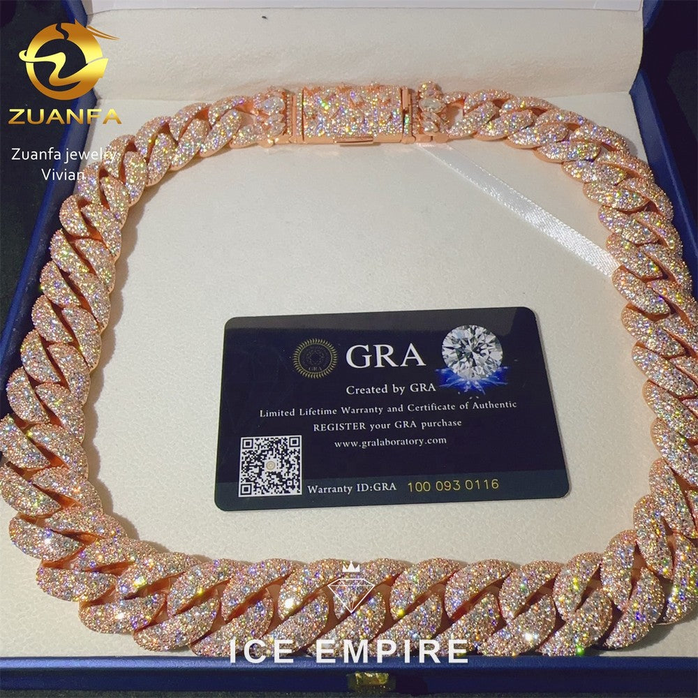 Iced Out Rose Gold Plated Moissanite Cuban Chain