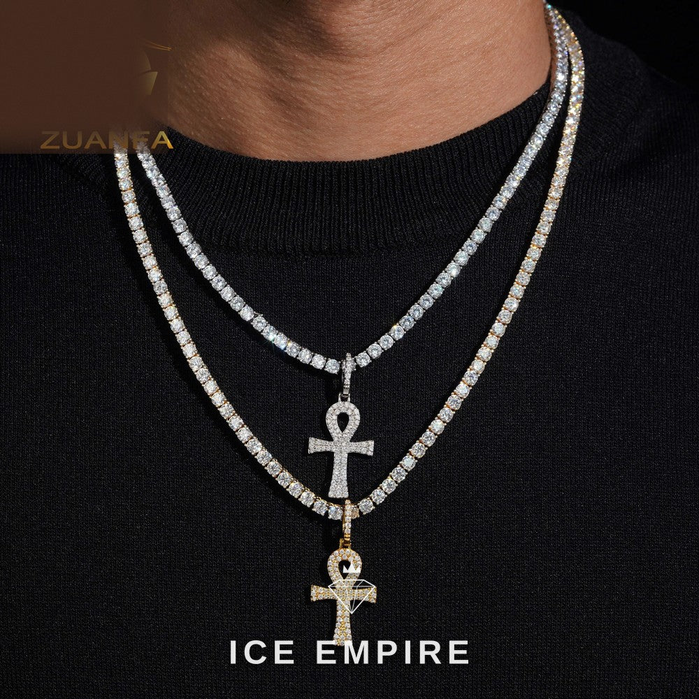 Iced Out Cross 925 Silver Moissanite Pendant
