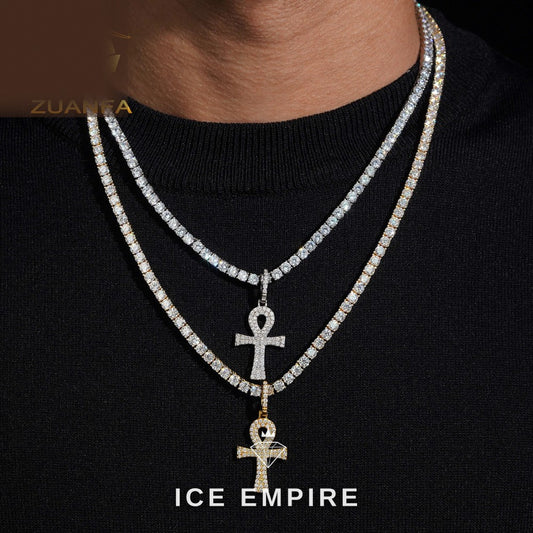 Iced Out Cross 925 Silver Moissanite Pendant