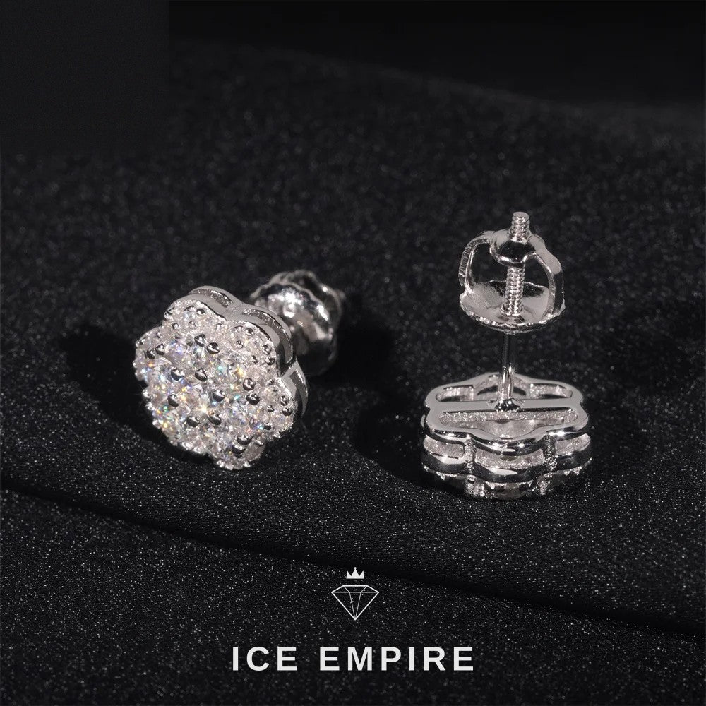 Iced Out Cluster Rose Gold Plated Lab Grown Diamond Earrings