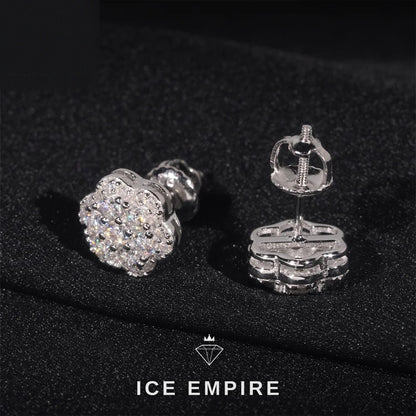 Iced Out Cluster Rose Gold Plated Lab Grown Diamond Earrings