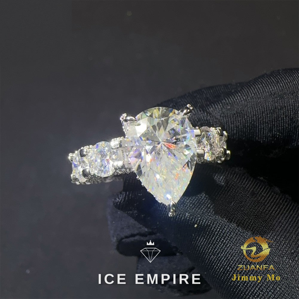 Iced Out 925 Silver Moissanite Engagement Ring