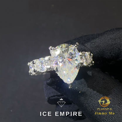 Iced Out 925 Silver Moissanite Engagement Ring