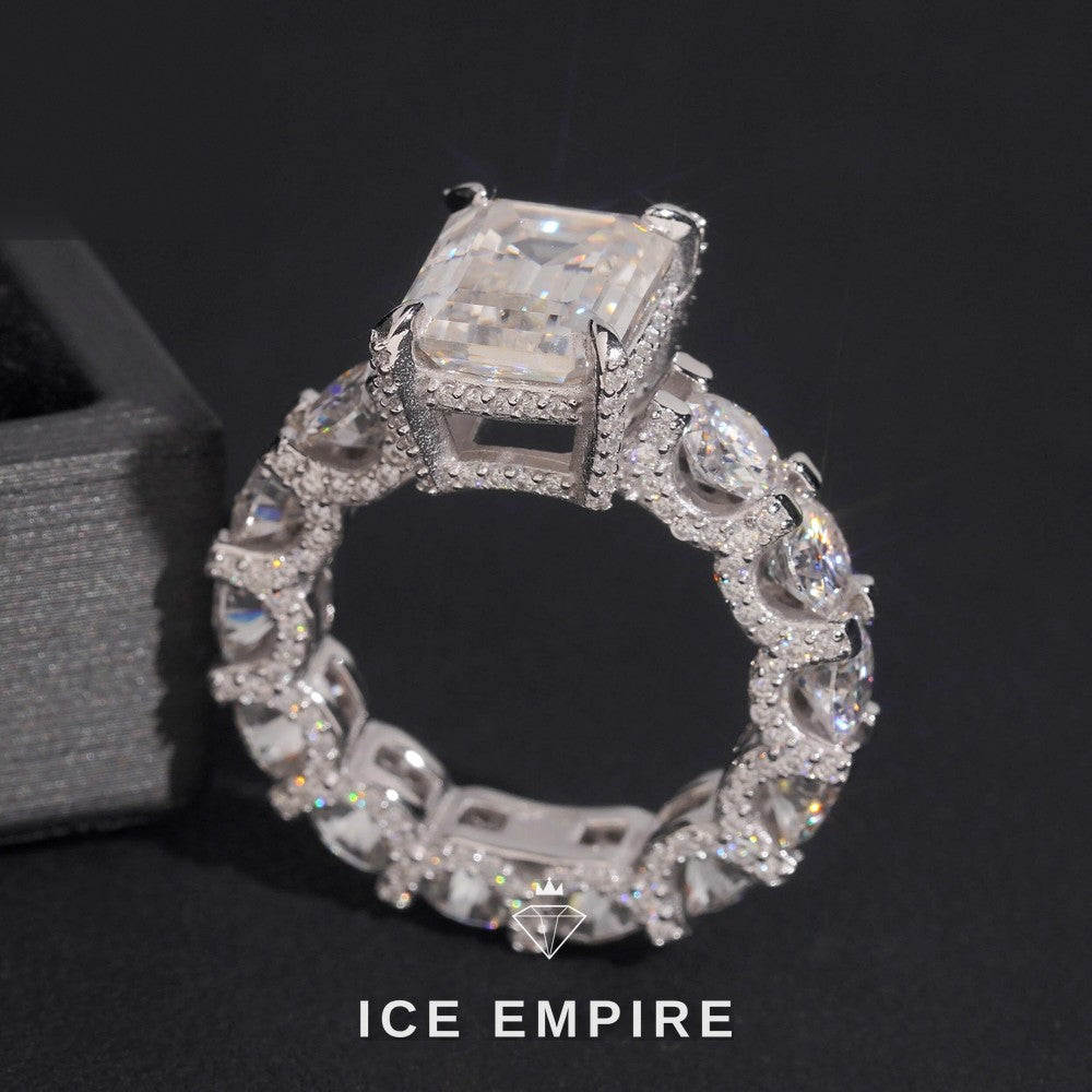 Iced Out 925 Silver Moissanite Wedding Band