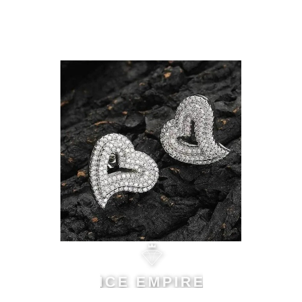 Iced Out Heart Rose Gold Plated Moissanite Earrings