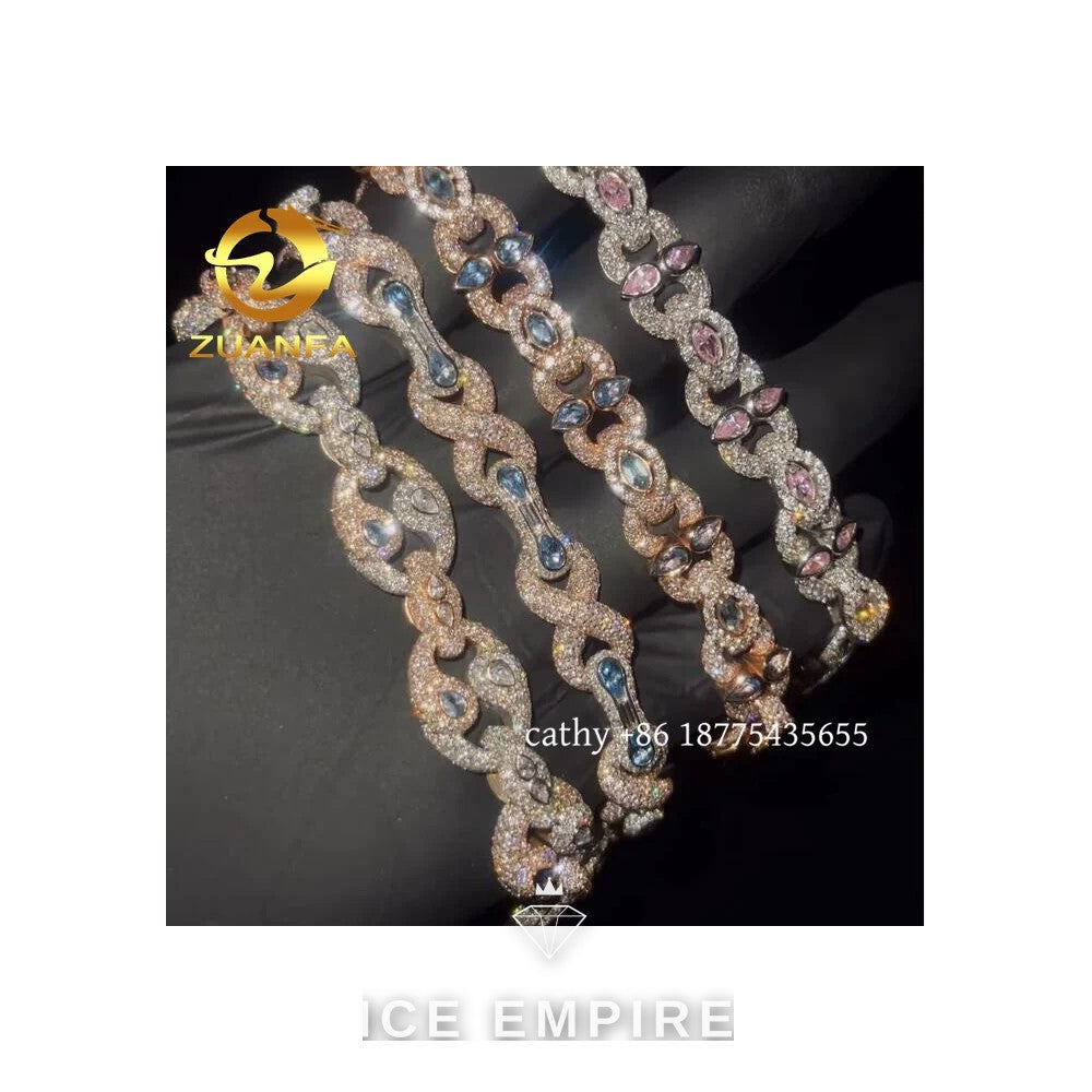 Iced Out 925 Silver Moissanite Cuban Chain