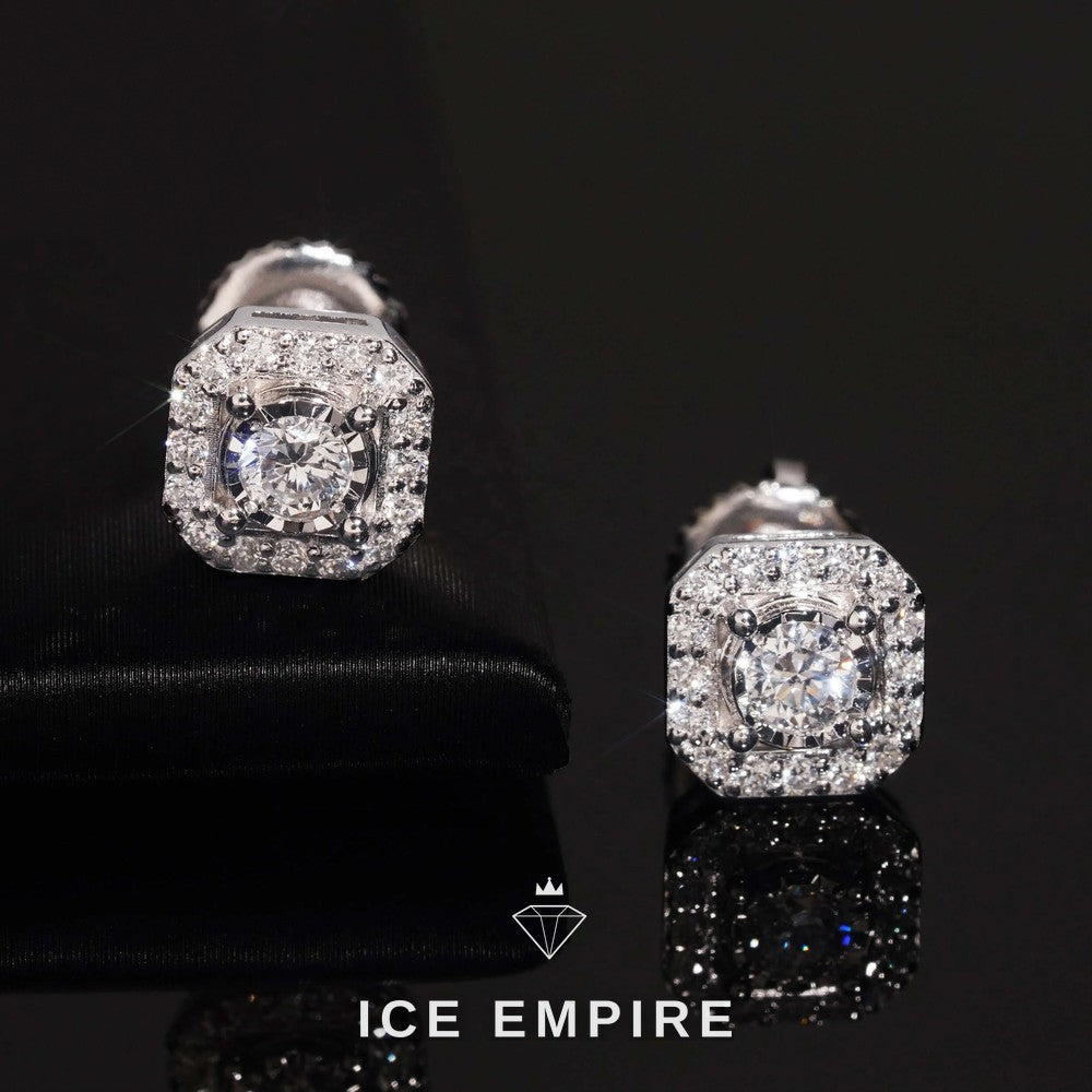 Iced Out Cluster Gold Plated Lab Grown Diamond Stud Earrings