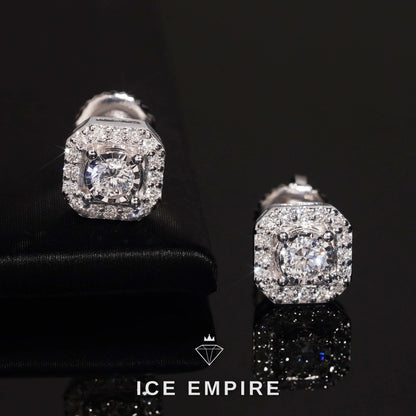Iced Out Cluster Gold Plated Lab Grown Diamond Stud Earrings