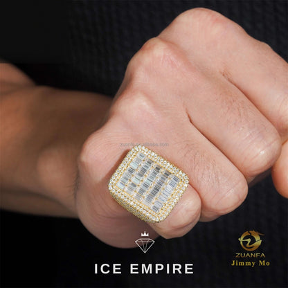 Iced Out Baguette 925 Silver Moissanite Ring