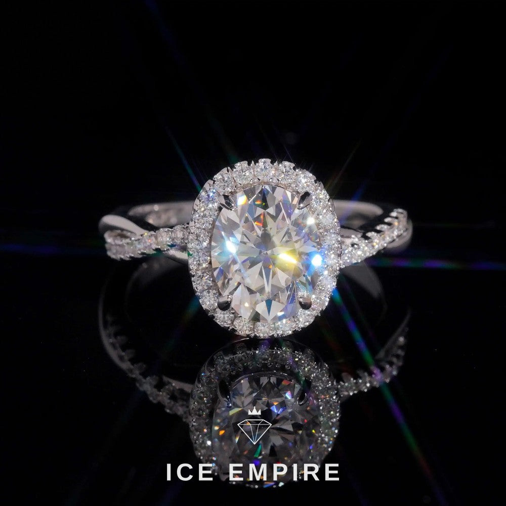 Iced Out Cluster 18K Gold Moissanite Wedding Band