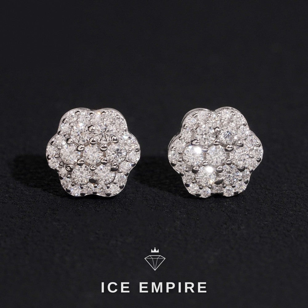 Iced Out 14K Gold Moissanite Stud Earrings