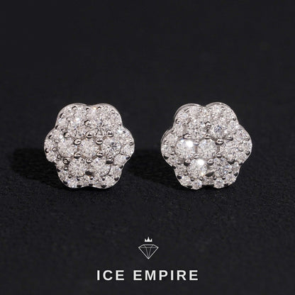 Iced Out 14K Gold Moissanite Stud Earrings