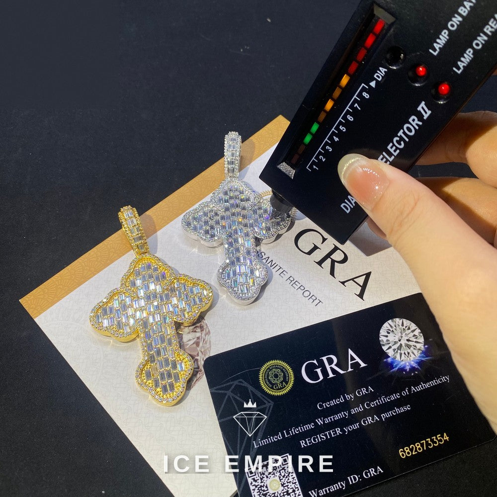 Iced Out Baguette Rose Gold Plated Moissanite Pendant
