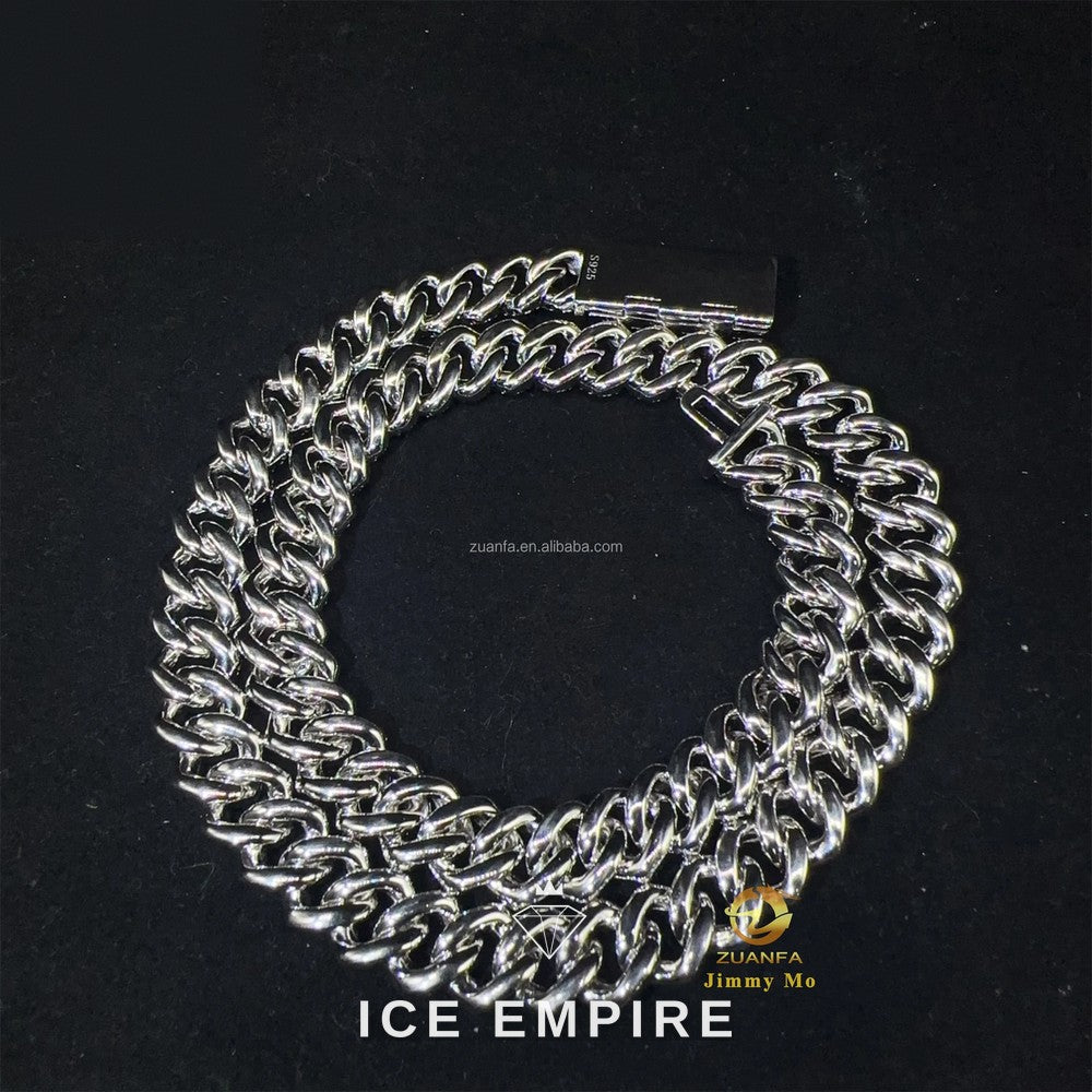 Iced Out 925 Silver Moissanite Cuban Chain
