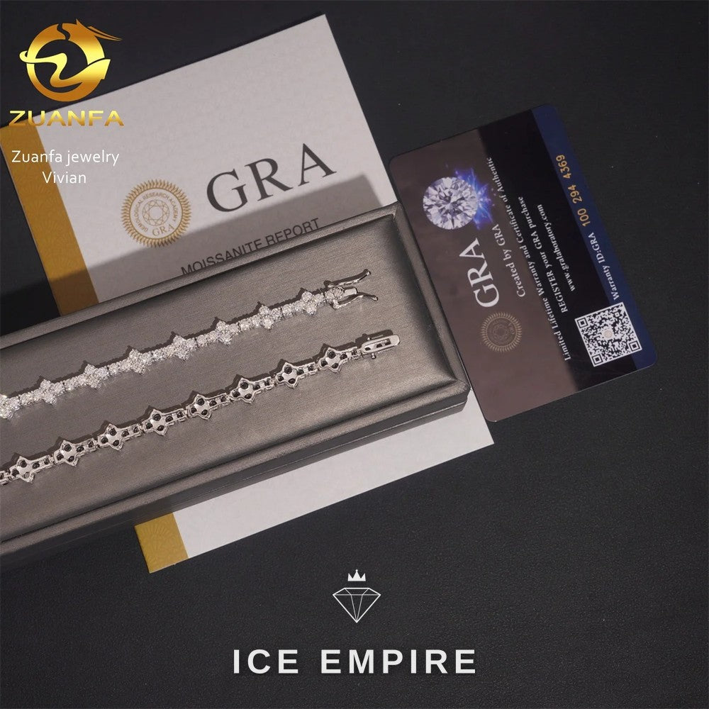 Iced Out 925 Silver Moissanite Tennis Chain