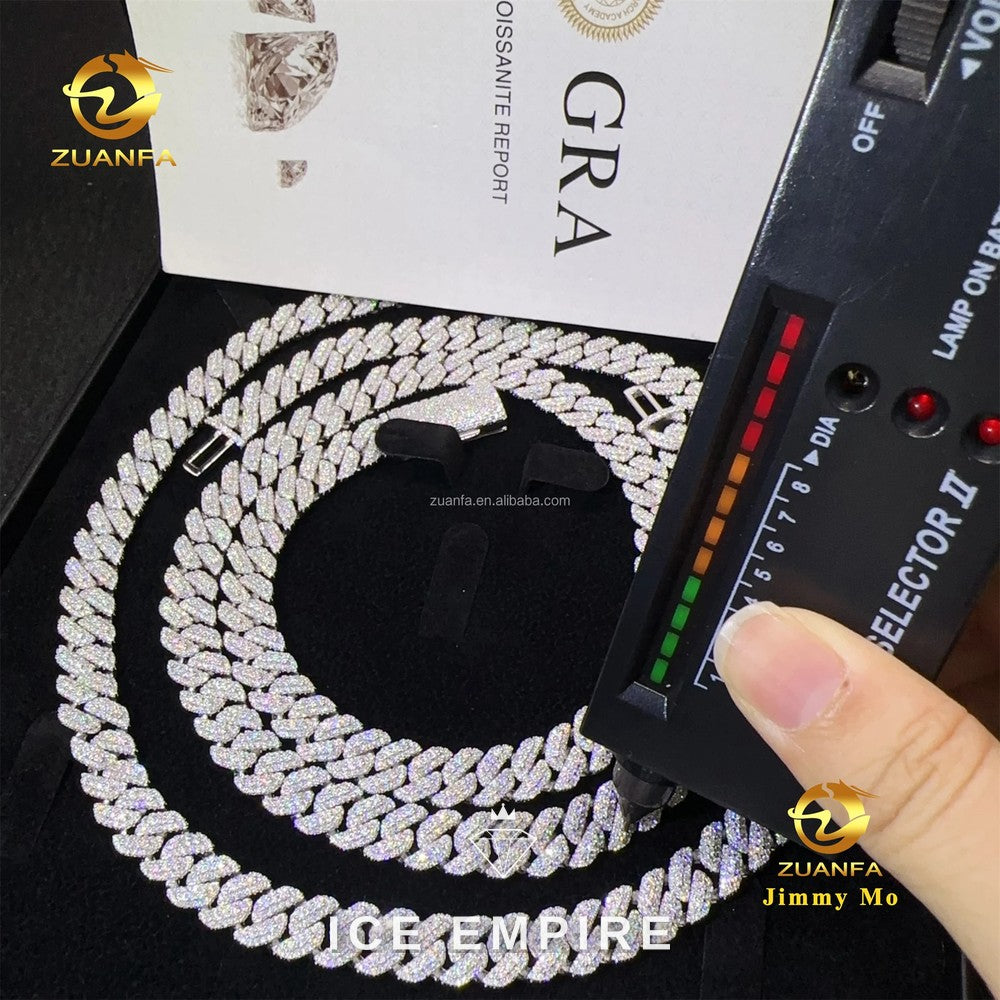 Iced Out 925 Silver Moissanite Cuban Chain