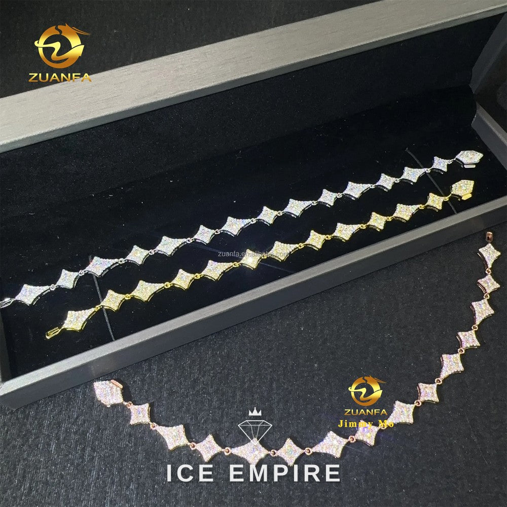 Iced Out 925 Silver Moissanite Tennis Chain