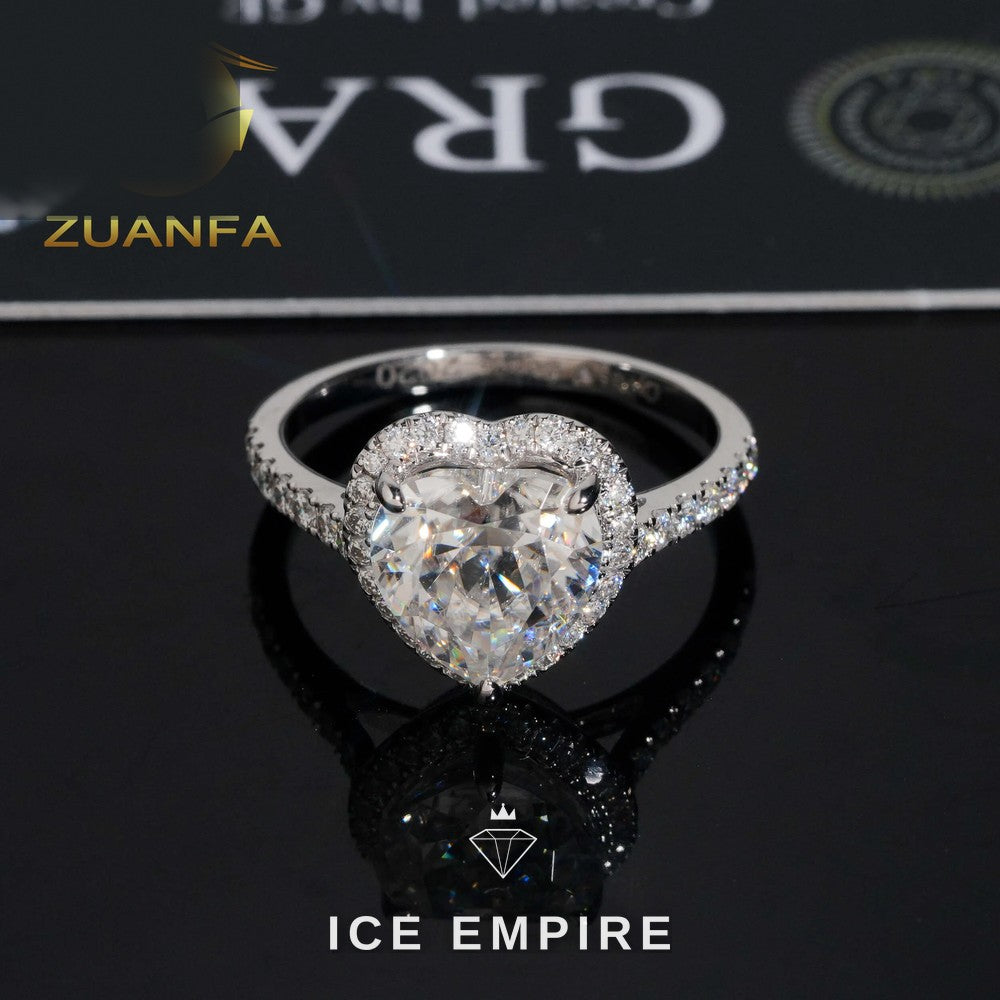 Iced Out Heart 14K Gold Moissanite Engagement Ring