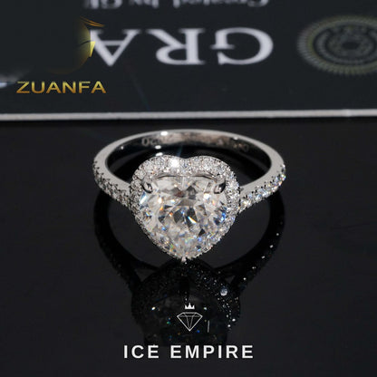 Iced Out Heart 14K Gold Moissanite Engagement Ring