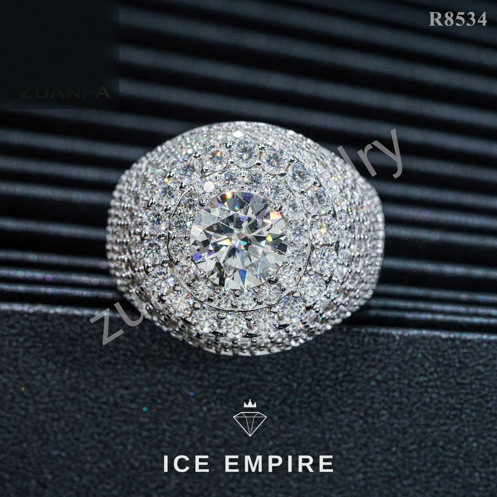 Iced Out Cluster Gold Plated Moissanite Ring