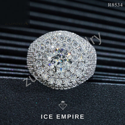 Iced Out Cluster Gold Plated Moissanite Ring