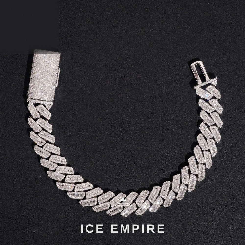 Iced Out Baguette Gold Plated Moissanite Cuban Chain