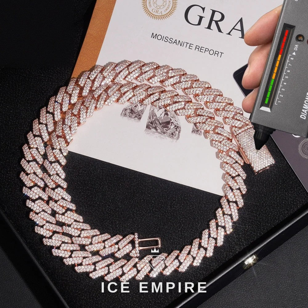 Iced Out Rose Gold Plated Moissanite Cuban Chain