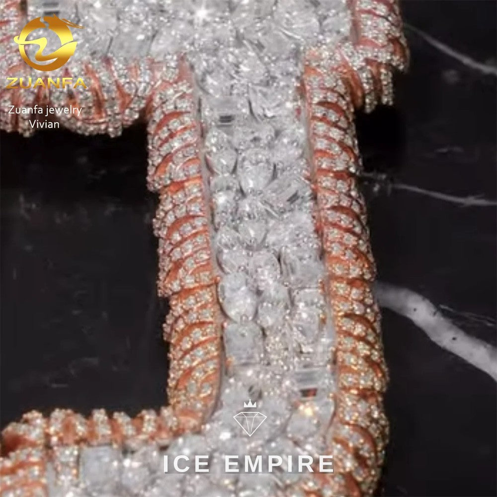 Iced Out Cross Gold Plated Moissanite Pendant