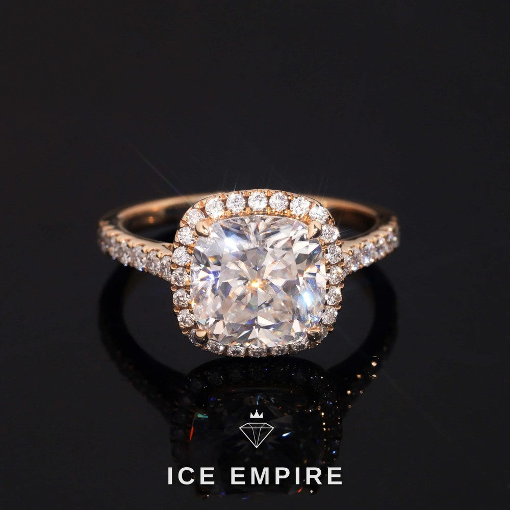 Iced Out 14K Gold Moissanite Wedding Band
