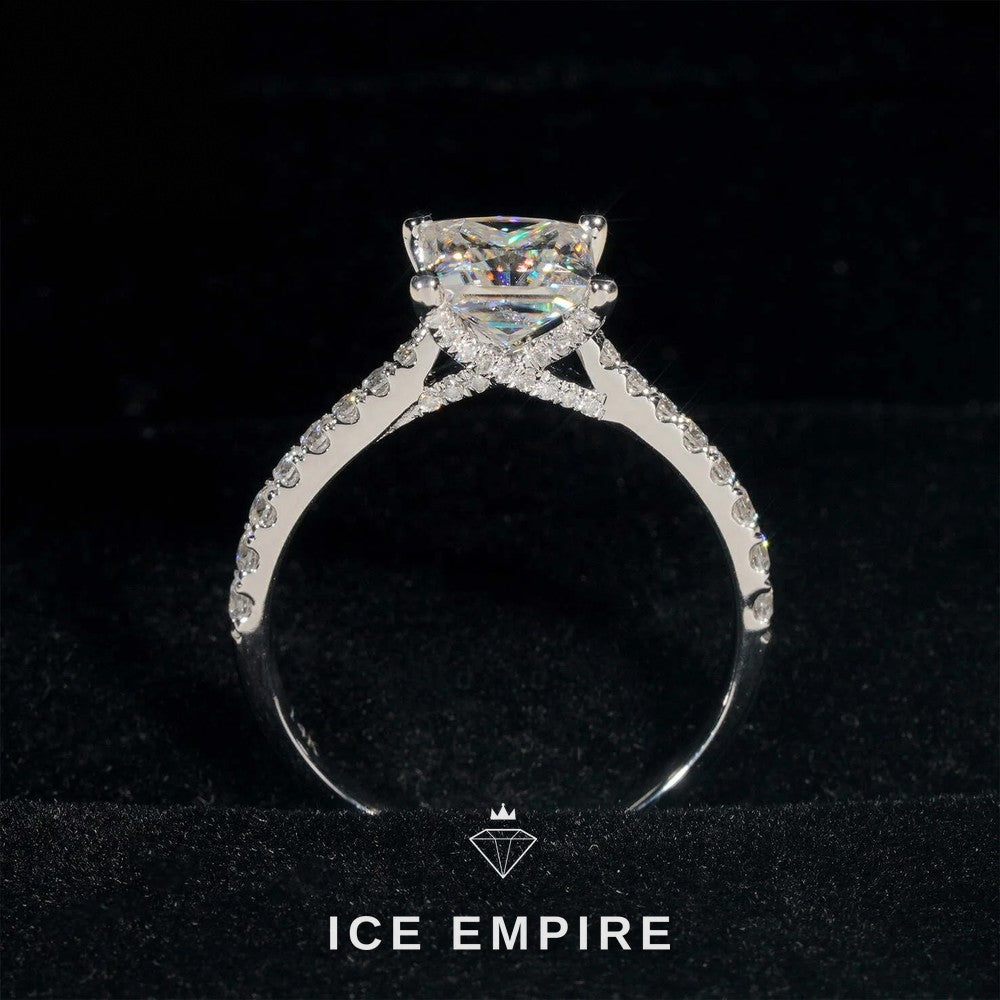 Iced Out 14K Gold Moissanite Engagement Ring