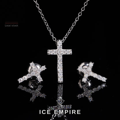 Iced Out Cross 925 Silver Moissanite Stud Earrings