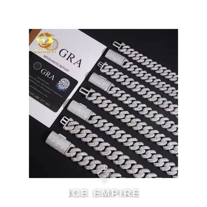 Iced Out 925 Silver Moissanite Cuban Chain