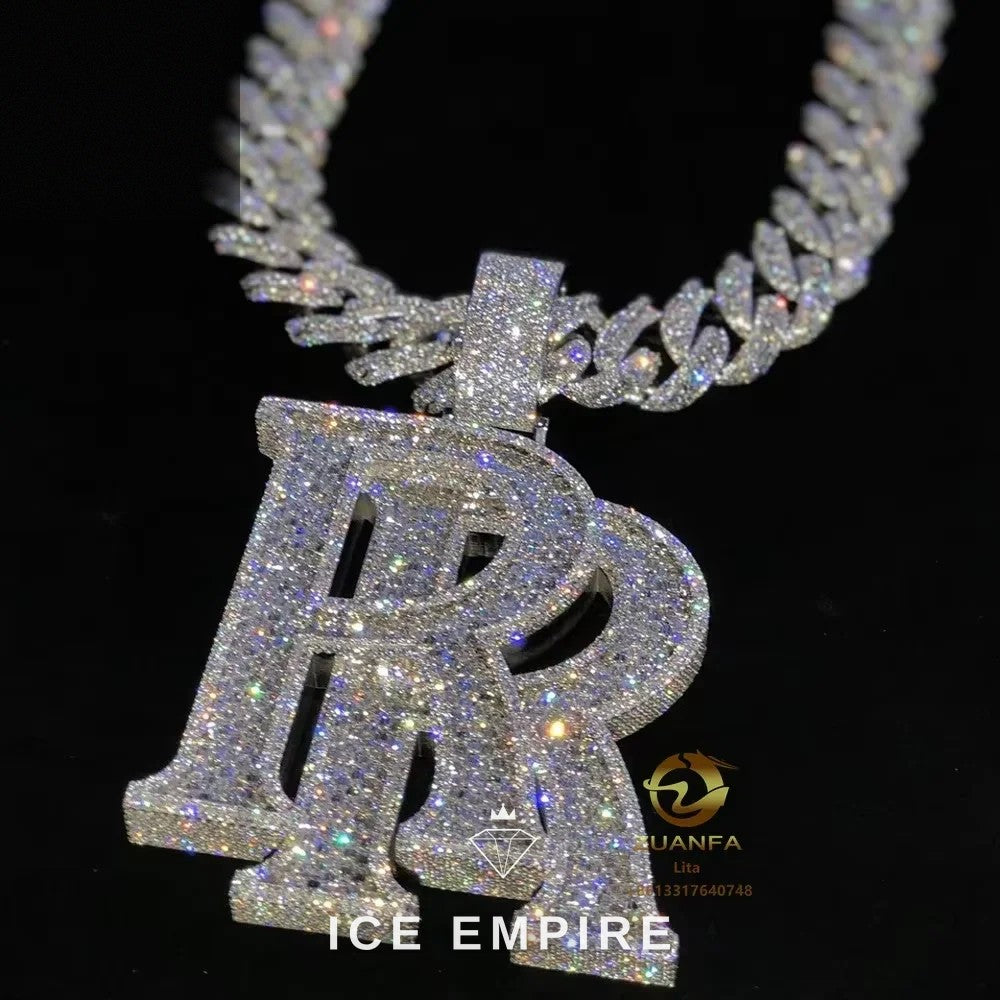 Iced Out Baguette Rose Gold Plated Moissanite Cuban Chain